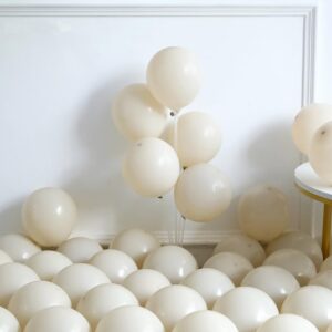 White Bow Balloon Arch Kit 143PCS Double Stuffed Neutral Pearl White Sand Beige Cream Balloon 18/10/5 Inch Different Sizes for Bowtie Theme Bridal Shower Wedding Baby Shower Birthday Party Decoration