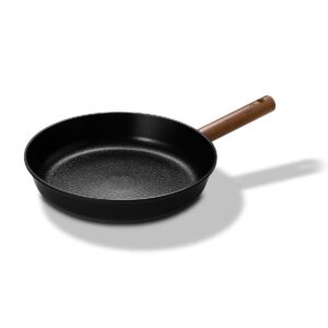 wagensteiger aluminum frying pan with titanium coated non-stick surface, 7-layer coating with zelkova wooden handle, restaurant & business grade, made in south korea (16.34l x 9.65w x 1.77h inches)