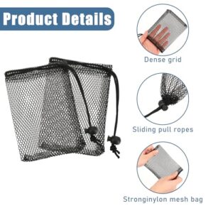 COMNICO Small Mesh Bags, 12Pcs Nylon Storage Bags for Washing Machine Black Mesh Drawstring Bag Portable Travel Stuff Bags with Sliding Drawstring for Travel Sports Storage Toy Outdoor Activities