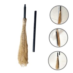 LALADEFIEE Masquerade Witch Broom Halloween Witch Besom Prom Props Halloween Besom for Decor Wizard Broomstick Halloween Costume Halloween Home Decor Broom Prop Toy Broom Ornament Wooden