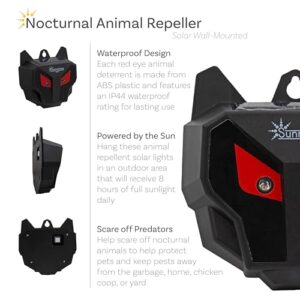 Sunnydaze Wall-Mounted Solar Nocturnal Animal Repellers - Waterproof Design - Red Flashing Lights - Battery Included - 2-Pack