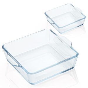 5x5 small baking dish, 2pcs small baking dishes for oven air fryer safe, 5 inch square glass small baking dish, mini casserole dish with handle