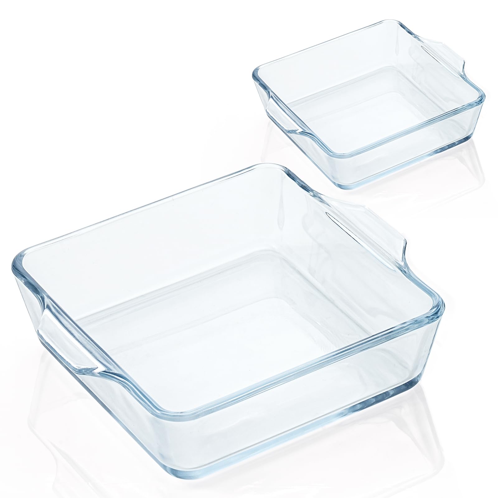 5x5 Small Baking Dish, 2pcs Small Baking Dishes for Oven Air Fryer Safe, 5 Inch Square Glass Small Baking Dish, Mini Casserole Dish with Handle