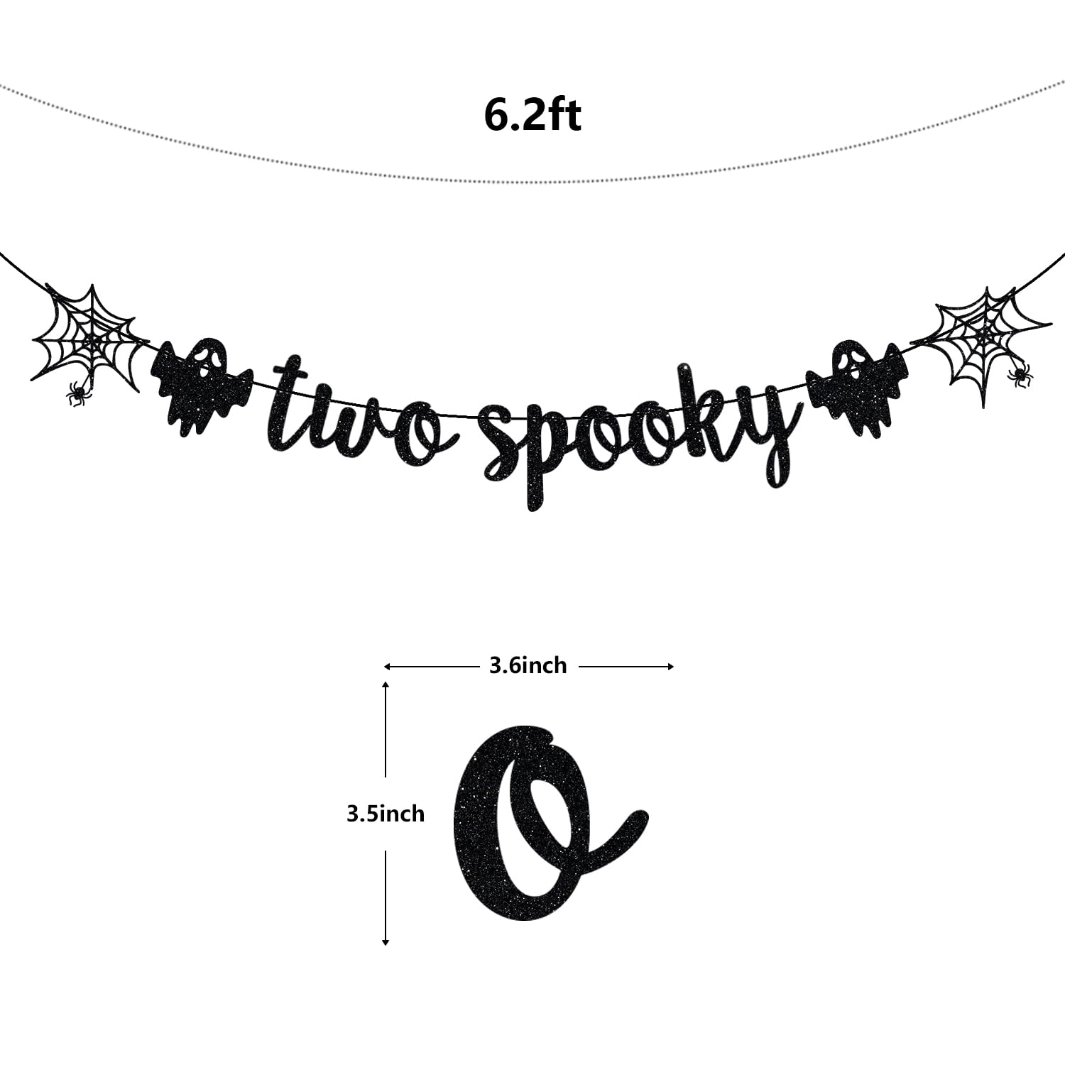 Two Spooky Banner, Halloween 2nd Birthday Party Decor, Two Spooky Birthday Decorations, Halloween Birthday Baby Shower Party Decorations, Black Glitter