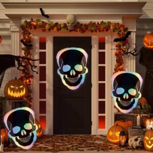 Halloween Balloons Skull Balloons Gradient Skeleton Balloons for Halloween Theme Party Decor Spooky Party Supplies Day of the Dead Decor Halloween Party Decoration Balloon Sets-3 Pcs