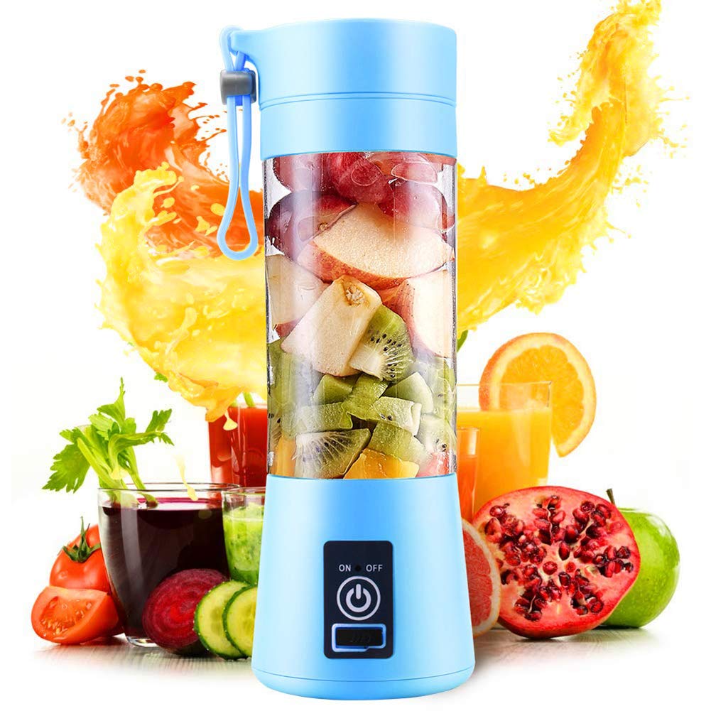 Portable Blender for Shakes and Smoothies, 380ml USB Rechargeable Personal Blender, Powerful Mini Juice Blender with 4 Blades Ice Tray for Travel Sports Kitchen【Ship from US】