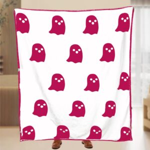 2024 Halloween Pink Ghost Blanket, 50 * 60in Double-Sided Printing Super Soft Cute Four Seasons Blanket Halloween Blanket, Halloween Pink Blanket Gift for Boys and Girls (Pink, 50 * 60in)