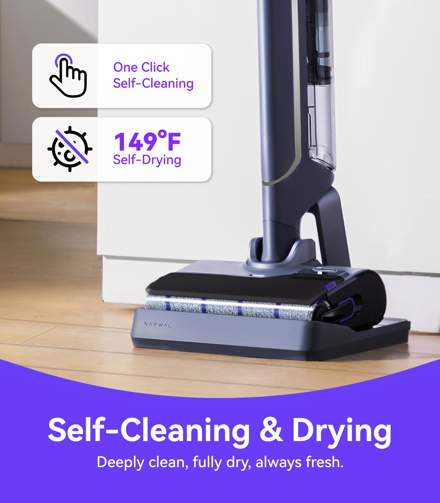 NARWAL S20 Pro Cordless Vacuum Mop with Self-Cleaning, Wet Dry Vacuum Cleaner for Hard Floors, Ideal for Families with Kids and Pets