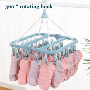 ZHOSXRC Clip and Drip Hanger,Clothes Hanger Drying Rack,32 Clips Plastic Hanging Drying Rack,Sock Hangers Windproof Clip and Drip Hanger for Drying Socks, Bras, Towel, Underwear, Baby Clothes