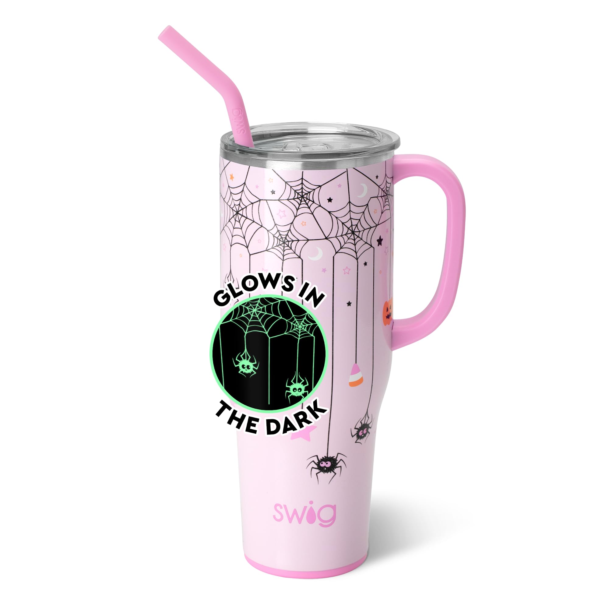 Swig Life 40oz Mega Mug, 40oz Tumbler with Handle and Straw, Extra Large Insulated Tumblers, Cup Holder Friendly Travel Mug (Sweet And Spooky)