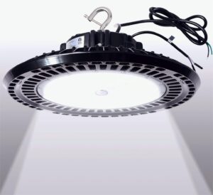 ostek 480v ufo led high bay light, 200w 5000k durable high bay led shop light 32000lm 0-10v dimmable, 5ft cord us hook, factory warehouse workshop light, ip65 waterproof- etl&dlc certified