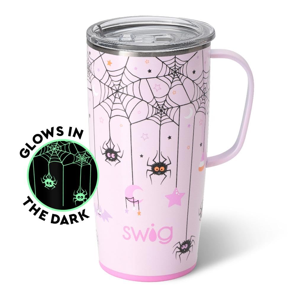 Swig Life 22oz Travel Mug, Insulated Tumbler with Handle and Lid, Travel Coffee Mug, Cup Holder Friendly Travel Mug, Stainless Steel 22 oz Tumbler, Reusable Insulated Tumbler (Sweet And Spooky)