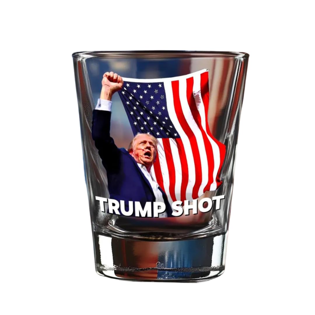 END THE WOKENESS - Trump Shot Shot Glass - Limited Edition - Made in America - Perfect for Patriotic Celebrations and Political Enthusiasts - Assassination Picture - Holds 1.5 oz