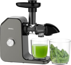 whall slow juicer, masticating juicer, celery juicer machines, cold press juicer machines vegetable and fruit, juicers with quiet motor & reverse function, easy to clean with brush,grey, zm1512-c