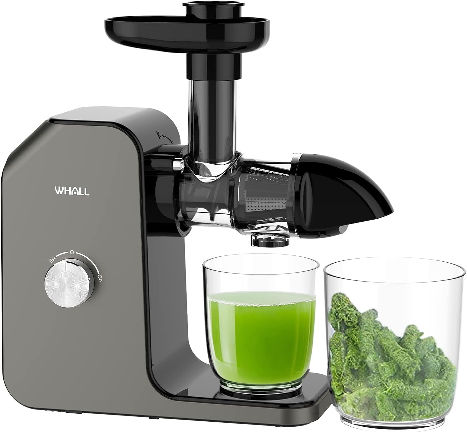 whall Slow Juicer, Masticating Juicer, Celery Juicer Machines, Cold Press Juicer Machines Vegetable and Fruit, Juicers with Quiet Motor & Reverse Function, Easy to Clean with Brush,Grey, ZM1512-C