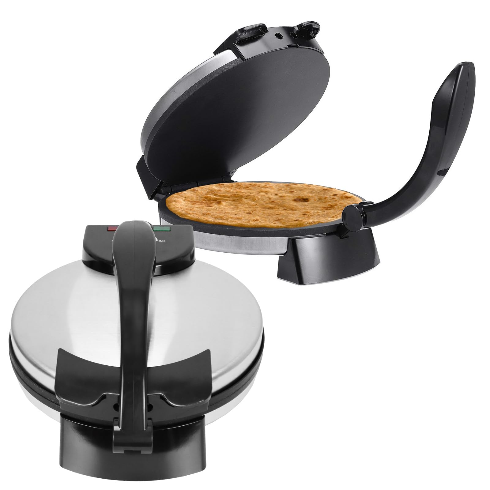 Roti Maker Machine Electric Tortilla press 10 Inch Stainless Steel Non-Stick Electric Tortilla Maker to make Indian style Chapati, Tortilla.