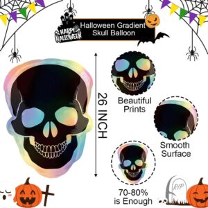 Halloween Balloons Skull Balloons Gradient Skeleton Balloons for Halloween Theme Party Decor Spooky Party Supplies Day of the Dead Decor Halloween Party Decoration Balloon Sets-3 Pcs