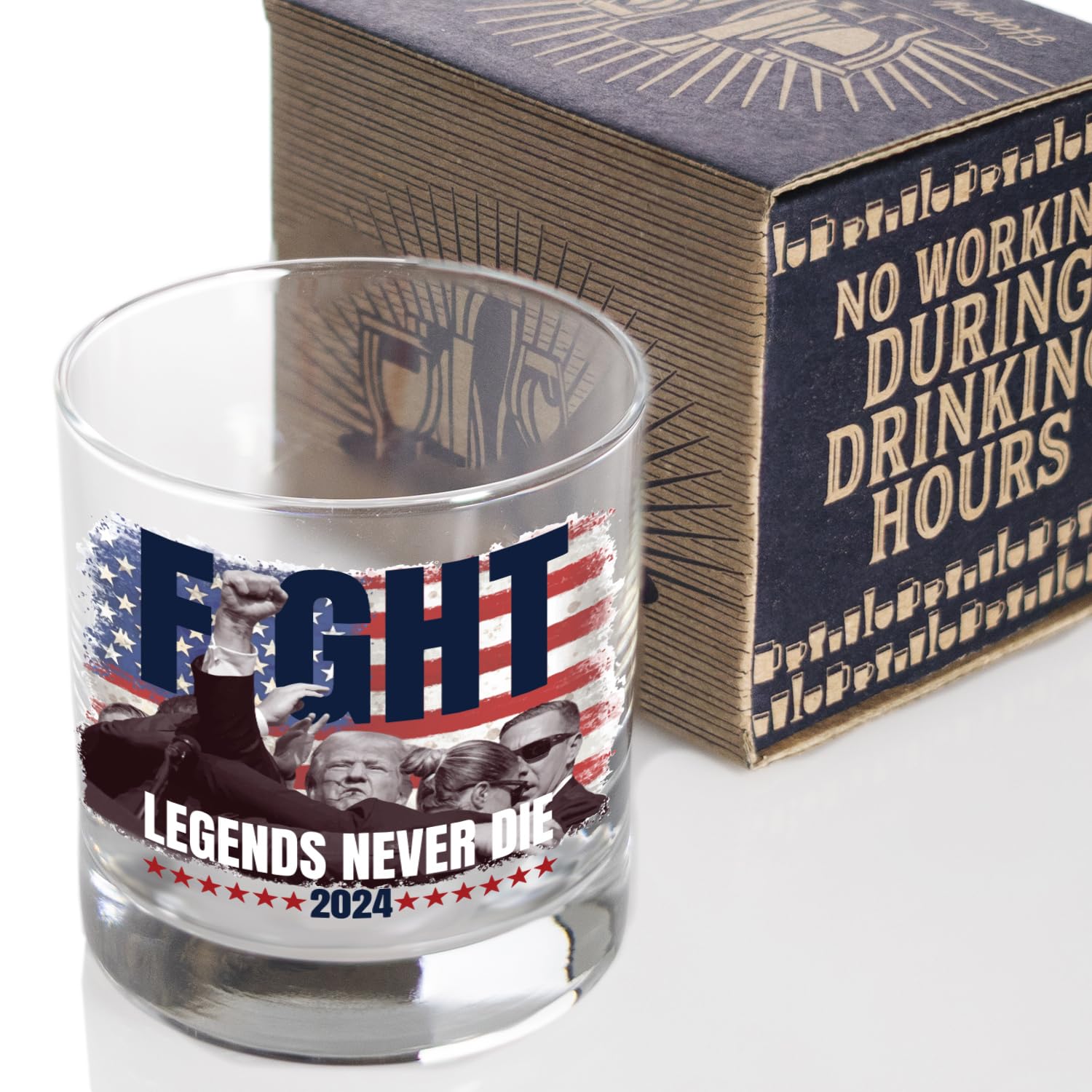 Make America Strong Again Unstoppable Trump Shot Made in America! Legend Whiskey Bourbon Glass - 2024 Trump Survived Assassination Attempt Survivor You Missed Trump Fight Trump Rally Fist Pump Maga