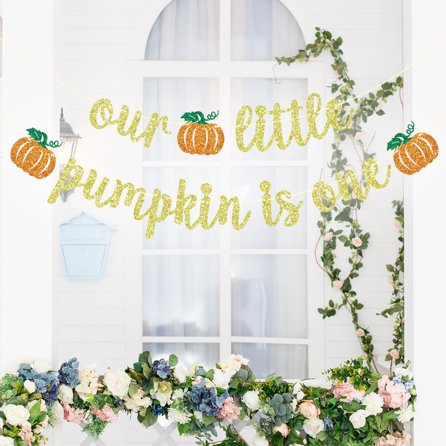 Our Little Pumpkin is One Banner, Little Pumpkin 1st Birthday Decorations, Fall First Birthday Banner, Fall Pumpkin Baby Shower Birthday Party Decorations, Gold Glitter