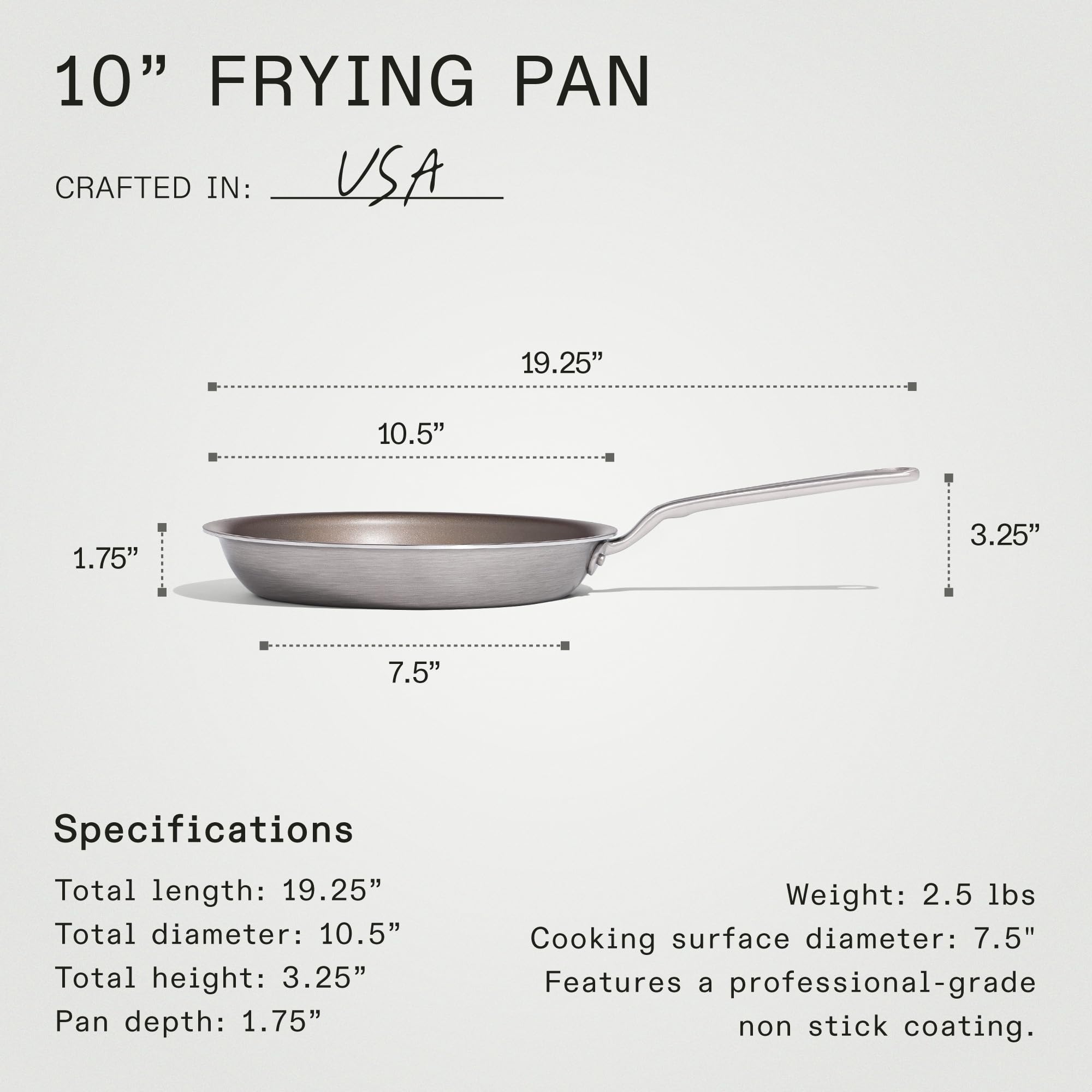 Made In Cookware - ProCoat 10" Non Stick Frying Pan (Desert Tan) - 5 Ply Stainless Clad Nonstick - Professional Cookware - Crafted in USA - Induction Compatible