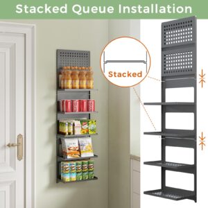 SKIKEN 2-Tier Folding Metal Shelf Wall Mounted | Small Foldable Wall Shelf | Dorp Down | Combined Stackable | Small Combined Floating Shelf for Laundry Room Bathroom Utility RV | 13.4" (Black)