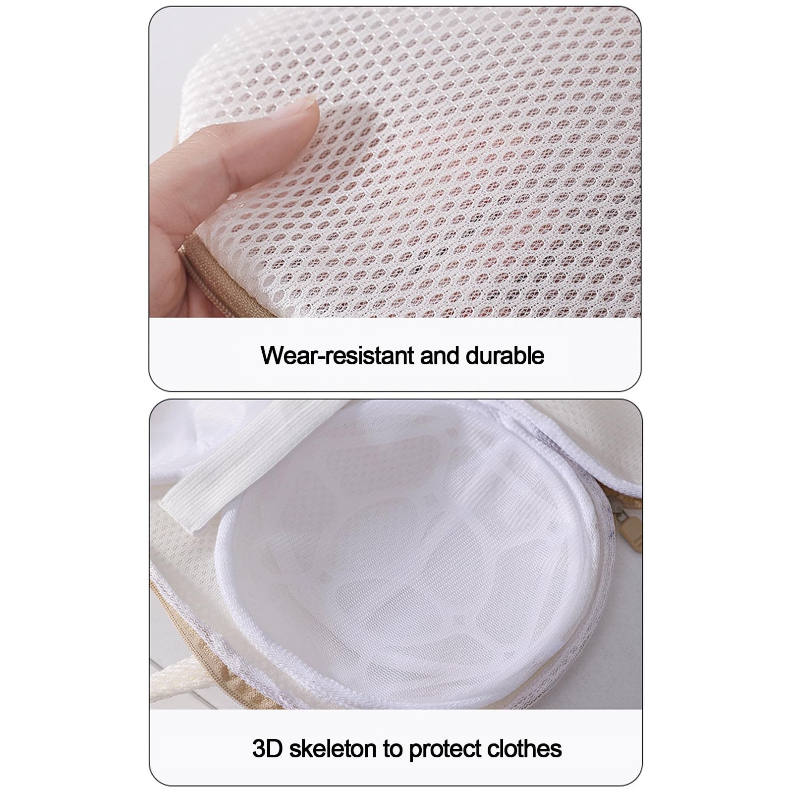 2 Pack Large Bra Washing Bags for Laundry, 3D Protective Bracket Mesh Bra Laundry Bags for Washing Machine Brassiere Wash Bags with Handle and Zipper for Delicates Lingerie A to C Cups (Grey)