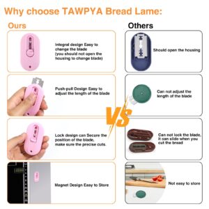 TAWPYA Bread Lame Sourdough Scoring Tool Baking Supplies,Quick Refill Blade Bread Cutter/Knife for Homemade Bread