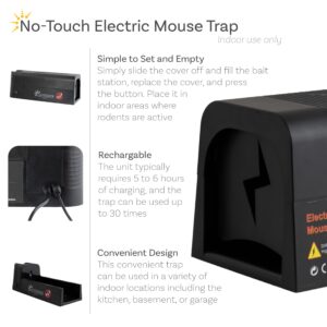 Sunnydaze Electric Mouse Traps Indoor for Home - Rat Zapper Electronic Rat Trap - for Mice and Rats - USB-Powered - Black