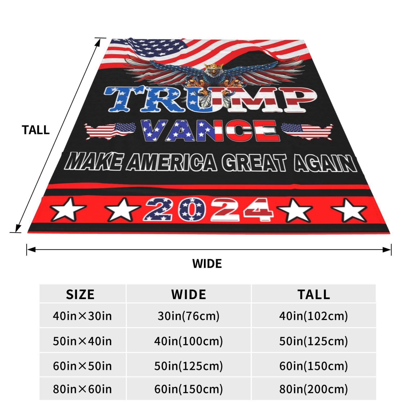 Zyatbwi Trump Vance 2024 Blanket Trump 2024 Blankets All Seasons Bedroom Living Room Bed and Sofa Fuzzy Blanket Quilt Decor Tapestry Gifts Size 50"X40" Vertical 1