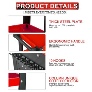 3-Tier Tool Carts with Wheels,Heavy Duty Service Cart with Wheels,Load 1000 Capacity,for Factories, Workshops,Garage,Repair Shop and Warehouse