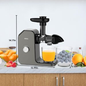 whall Slow Juicer, Masticating Juicer, Celery Juicer Machines, Cold Press Juicer Machines Vegetable and Fruit, Juicers with Quiet Motor & Reverse Function, Easy to Clean with Brush,Grey, ZM1512-C