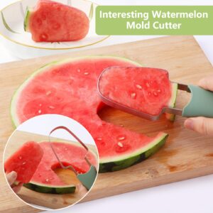 LIVSGNISTA Watermelon Cutter Slicer Tool,Stainless Steel Watermelon Knife and Fork Kit,3-in-1 Fruit Cutter Kitchen Gadgets