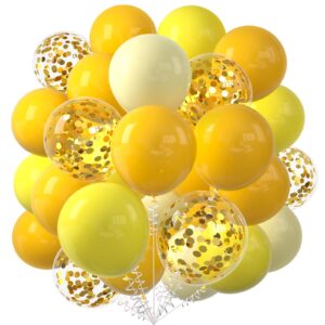 kalor yellow and metallic gold balloons, 60 pcs 12 inch gold confetti latex balloons for baby shower birthday bridal shower wedding party decorations