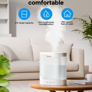 Sponvatt Humidifiers for Bedroom Home,2.5L Top Fill Cool Mist Air Humidifier for Large Room Baby Nursery,Quiet Ultrasonic,With Oil Diffuser and Nightlight,for Plants,Office,Easy to Clean,Auto Shut-Off