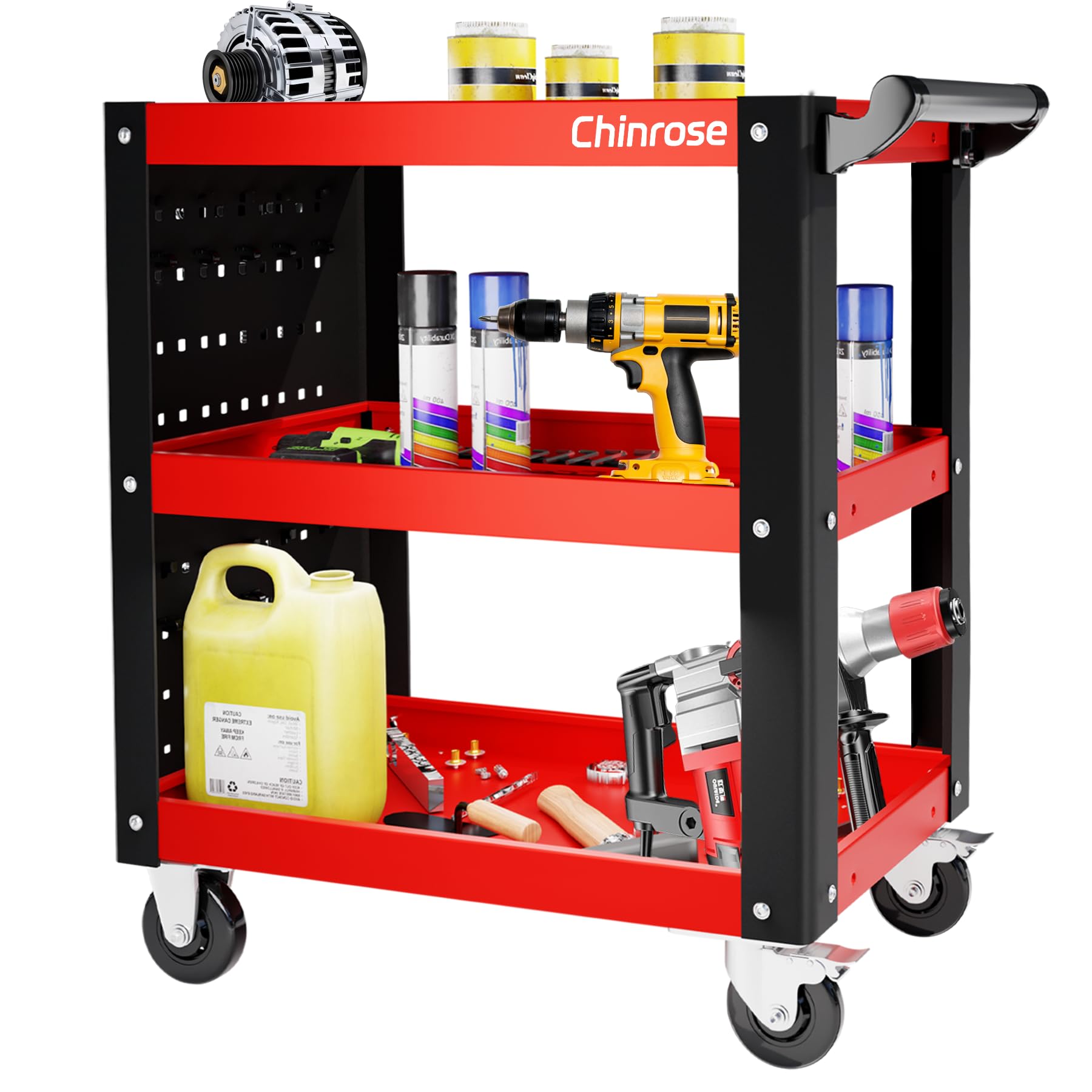 3-Tier Tool Carts with Wheels,Heavy Duty Service Cart with Wheels,Load 1000 Capacity,for Factories, Workshops,Garage,Repair Shop and Warehouse