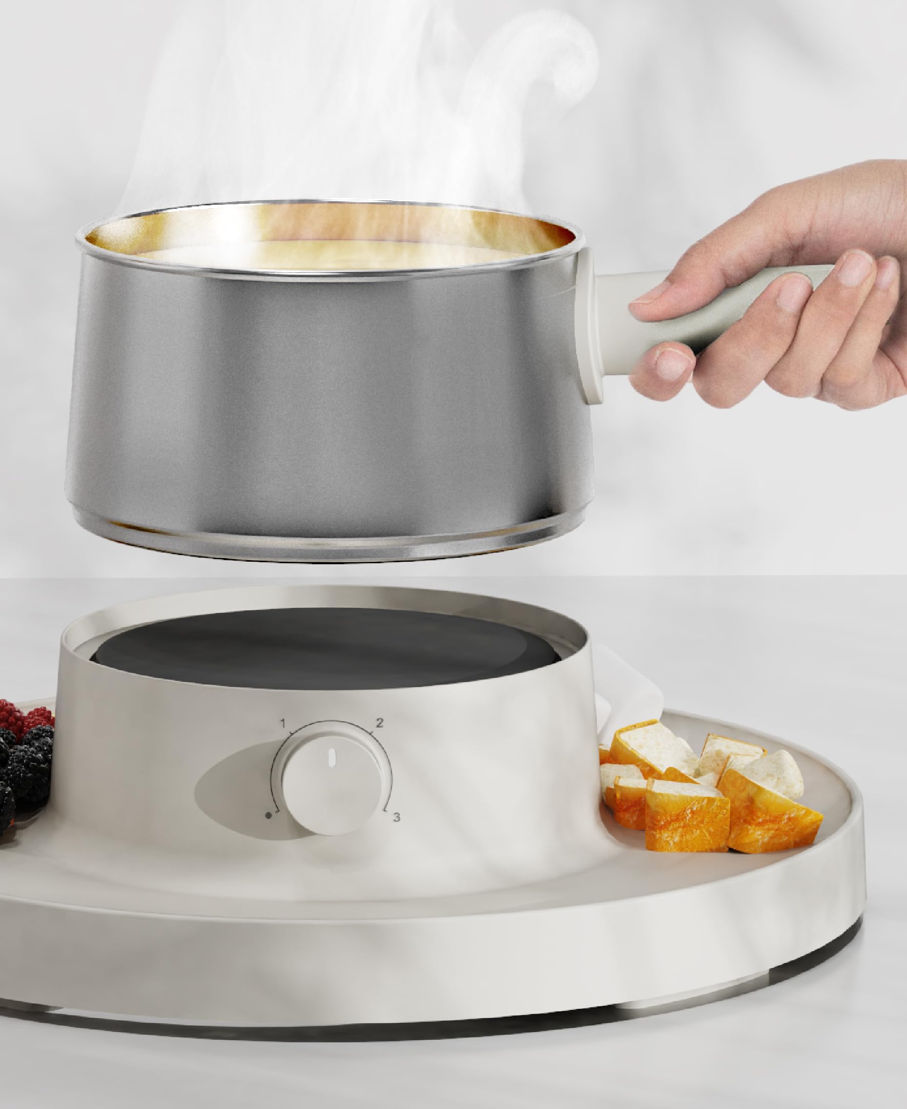 Sharper Image® Fondue Set – Electric Fondue Pot, Adjustable Heat, BPA-Free Stainless Steel, Cheese & Chocolate Fountain, Housewarming & Wedding Gift, Home Essentials Kitchen Gadgets, Mini Appliances