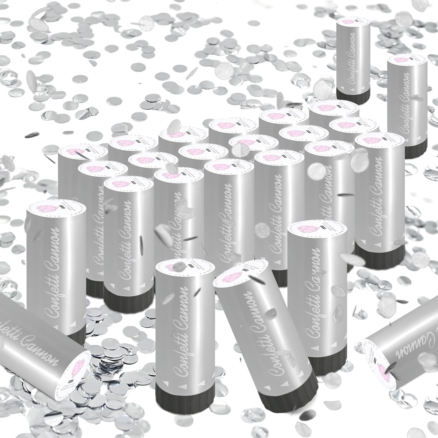 Small Confetti Cannon 24 Pack Mini Confetti Poppers Gold Party Poppers Confetti Small Party Confetti for Kids Ideal for Weddings Birthdays Graduations Baby Shower Christmas New Years (Silver)