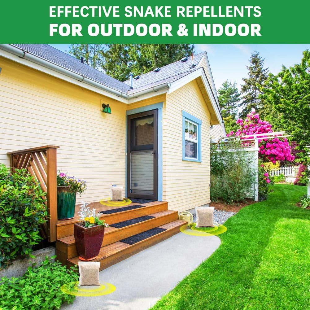 HKZUAZA Snake Repellent for Yard Powerful, Snake Away Repellent for Outdoors, Snakes Repellents Indoor Pet Safe, Yard Snake Out Repellant Effectively, Snake Deterrent for Garden and Home-8 Pouches