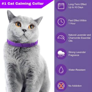 Calming Collar for Cats, 4 Pack (120 Days) with Fast-Acting Pheromones for Anxiety and Stress Relief, Provides Long-Lasting Comfort, Keeps Your Cat Calm and Relaxed, Lavender Aromatherapy