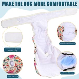 XPCARE Dog Diaper Female (4 Pack) - Washable Reusable Durable Dog Diapers - Highly Absorbent Female Dog Diapers - Dog Aiaper for Dogs in Heat,Incontinence or Excitatory Urination(M)