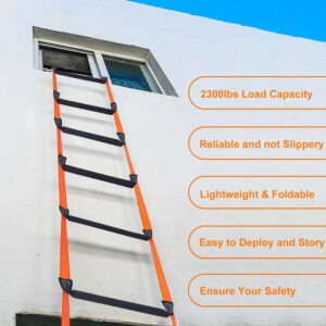 Fire Escape Ladder, 26.2 Feet Emergency Fire Ladder, 2-3 Story Homes Reusable Safety Rope Ladder for Window Balcony Tree House