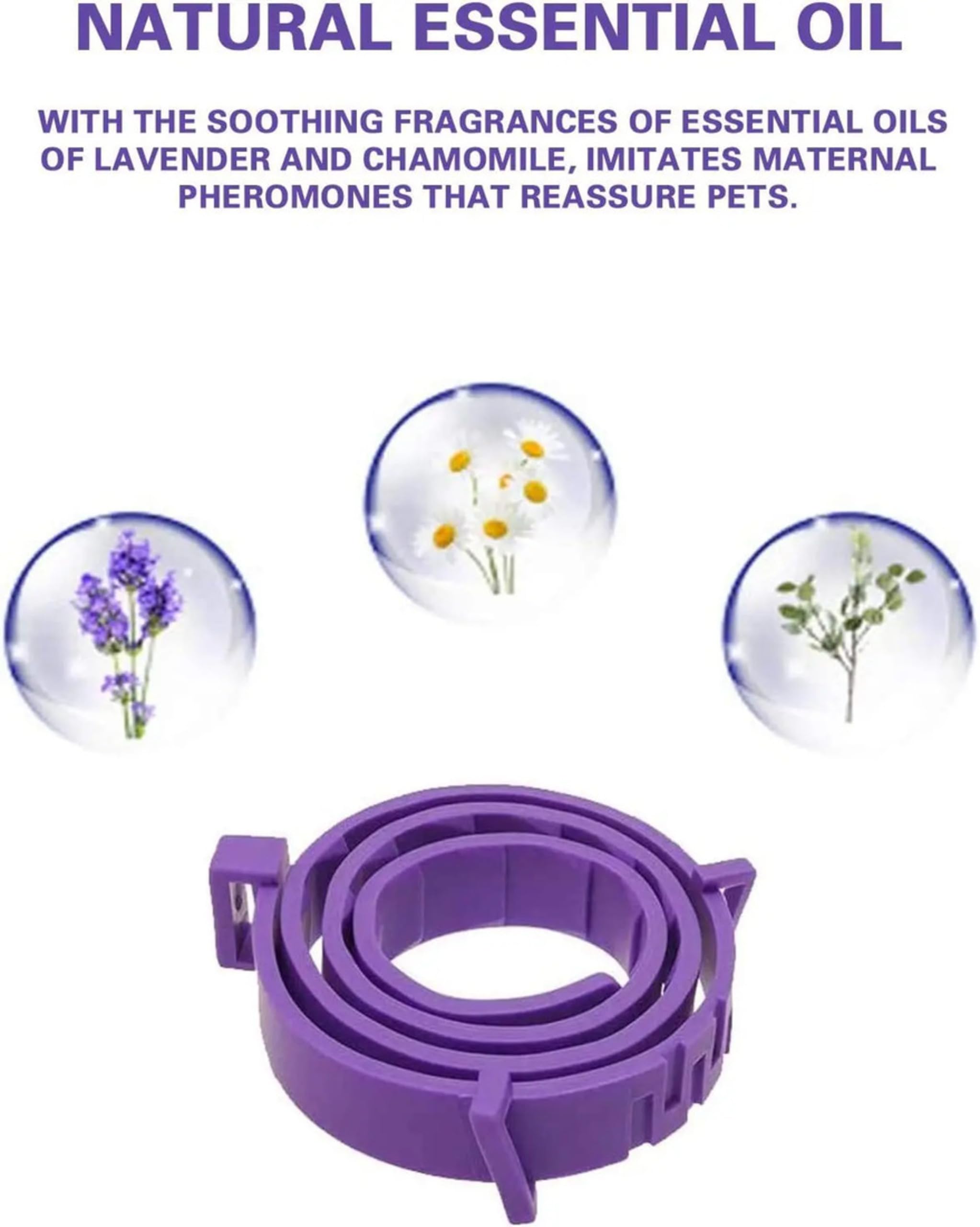 Calming Collar for Cats, for 60-Days with Fast-Acting Pheromones for Anxiety and Stress Relief, Provides Long-Lasting Comfort, Keeps Your Cat Calm and Relaxed, Lavender Aromatherapy