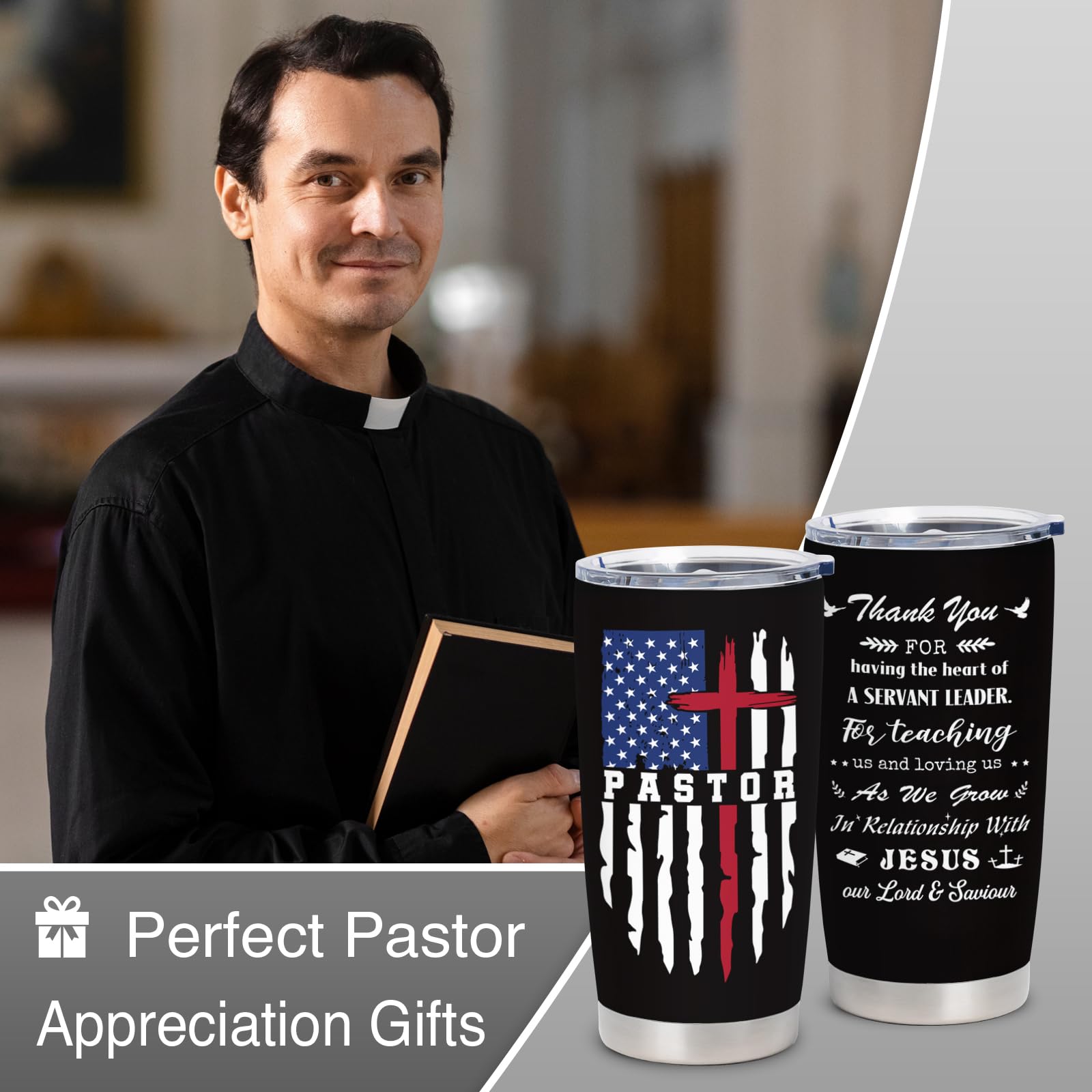 Gtdodcsd Christmas Pastor Appreciation Gifts, Pastor Gifts for Men Tumbler 20oz, Pastor Appreciation Gifts for Men, gifts for pastor appreciation, Christian Gifts For Men 20 OZ