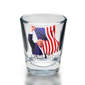 end the wokeness - trump shot shot glass - limited edition - made in america - perfect for patriotic celebrations and political enthusiasts - assassination picture - holds 1.5 oz