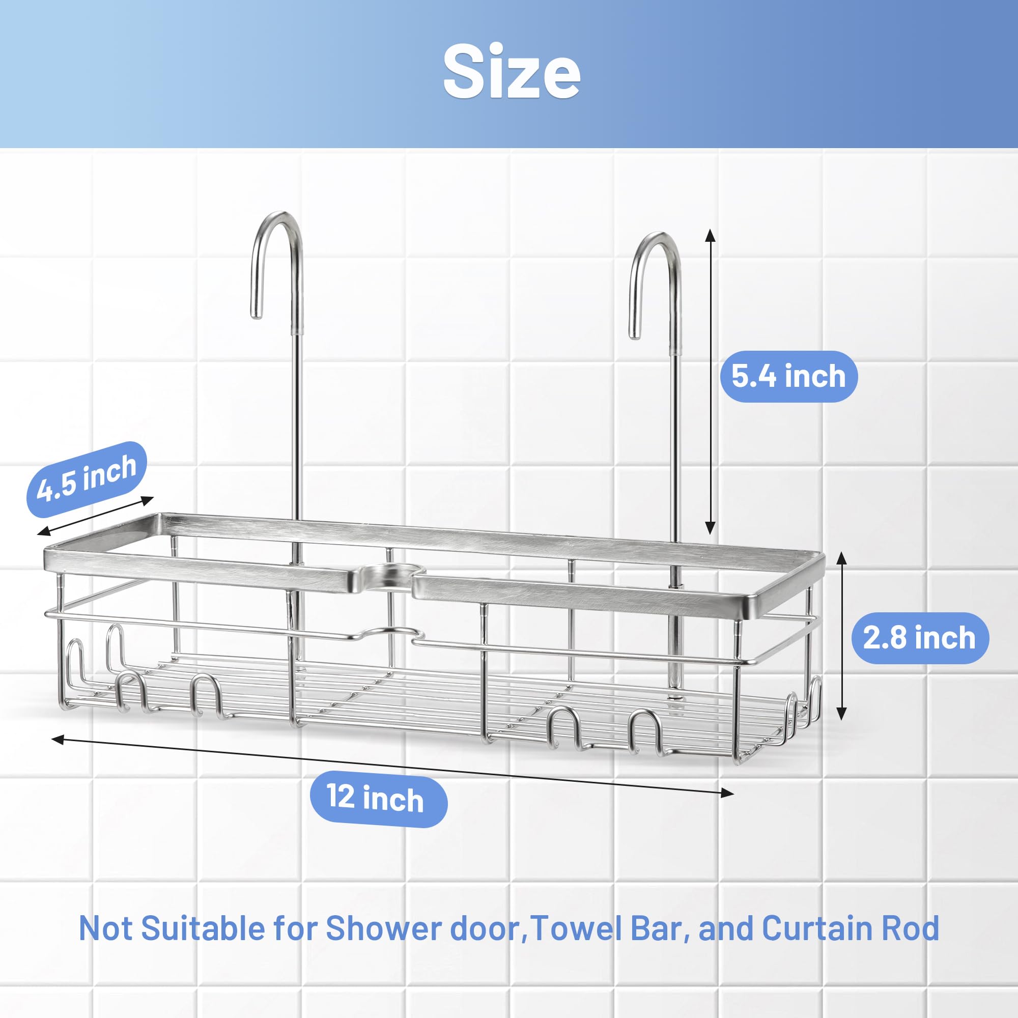 YUOROS Shower Caddy Hanging, 304 Stainless Steel Shower Organizer Rack for Shower Chair Bench for Elderly Seniors Disabled Handicap