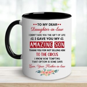 PENHAL Daughter In Law Gifts - Christmas Mug For Daughter In Law - To My Dear Daughter-In-Law Mug - Funny Gifts For Daughter In Law From Mother In Law, Father In Law - Mothers Day, Birthday Gifts Box