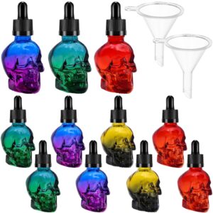 8pack 1oz skull glass dropper bottles empty refillable bottles clear skull head glass bottle liquid bottling dispensing bottle with eye dropper pipettes for essential oil/beauty oil mix dispenser