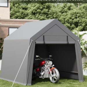 GarveeLife 6 x 8 ft Carport Storage Shed, Portable Garage with Roll-up Zipper Door, Heavy Duty Waterproof Tarp, Storage for Motorcycle, Bike, Firewood, Garden Tools