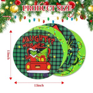 Grinchmas Placemats Set of 4 Xmas Thief Plastic Dining Mats Washable Placemat on Table for Indoor Outdoor Christmas Party Decorations