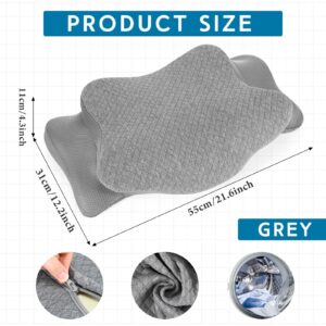 HunnmingRe Cervical Pillow Case Comfortable and Breathable Pillowcase with Zipper(Only Pillowcase) Pillowcase for Memory Foam Cervical Pillow Cervical Pillow Case Cover (Gray,Standard Size)